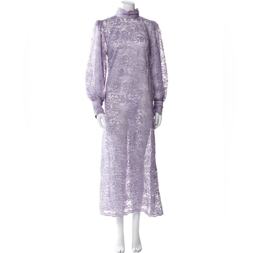 FARM Rio Lavender Lace Lilac Midi Long Sleeve Maxi Dress NWT
